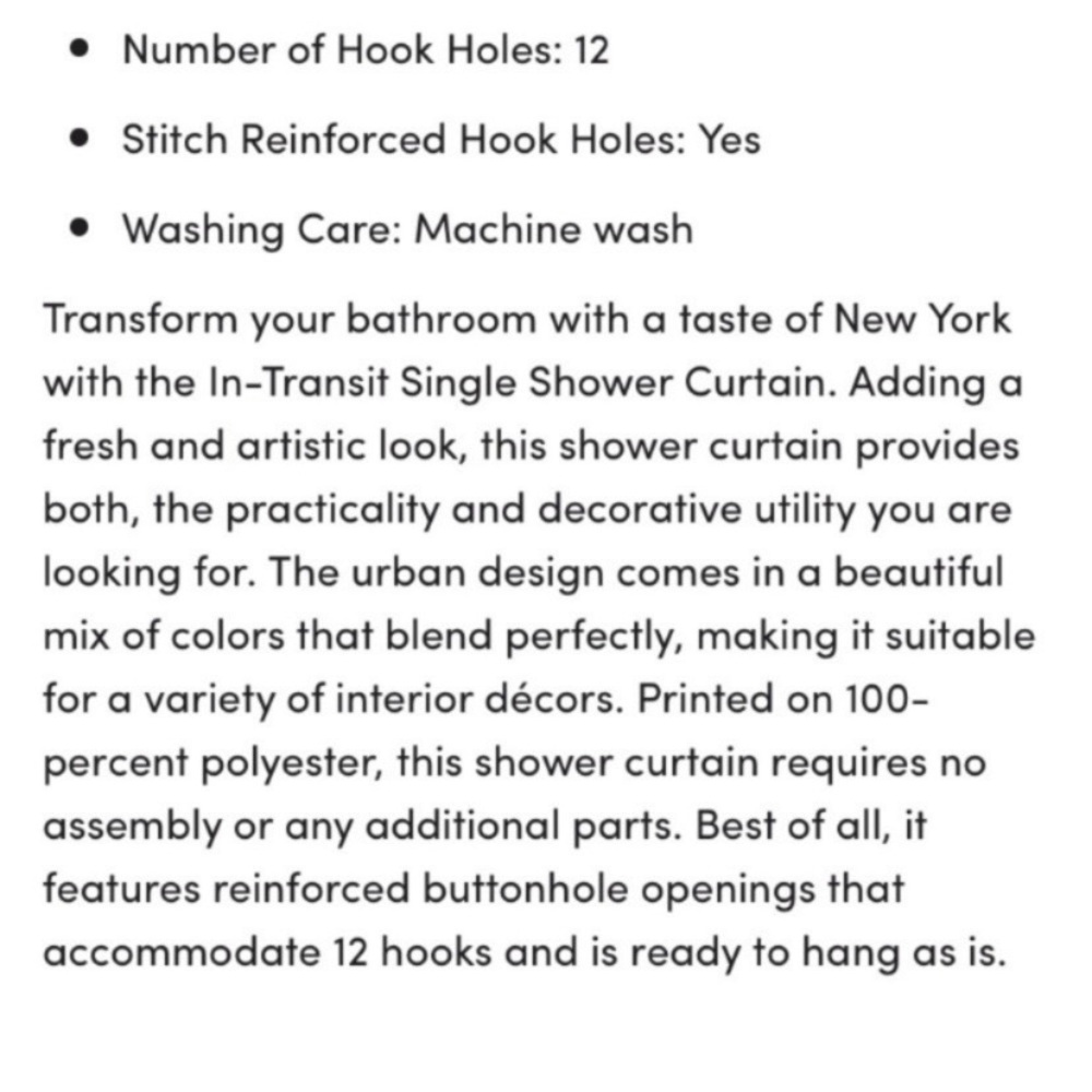 NYC In-Transit • Fabric Shower Curtain • Artistic • Modern • Contemporary - Picture 7 of 8